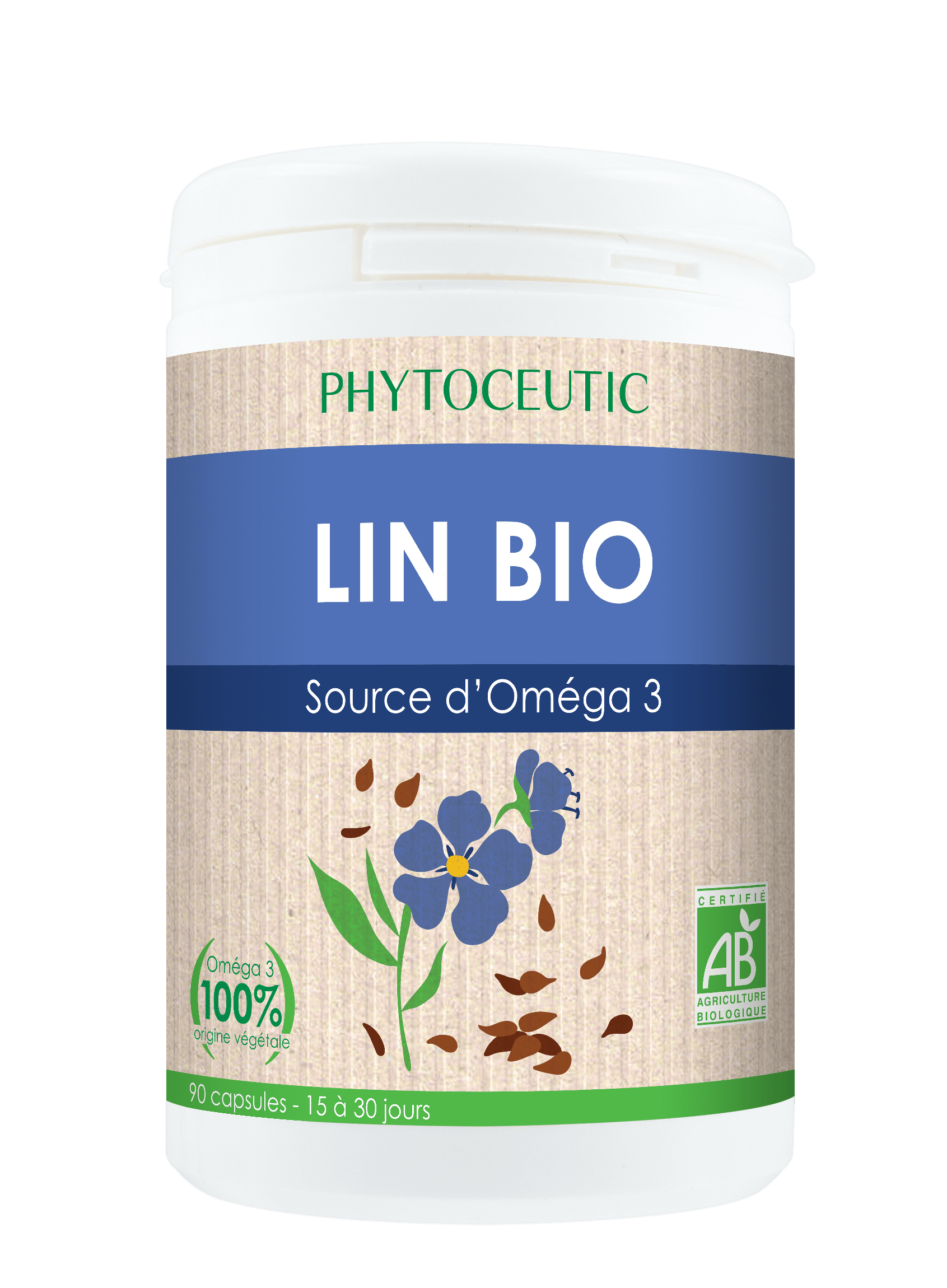 Huile de Lin Bio - Riche en Omega 3 - Phytoceutic